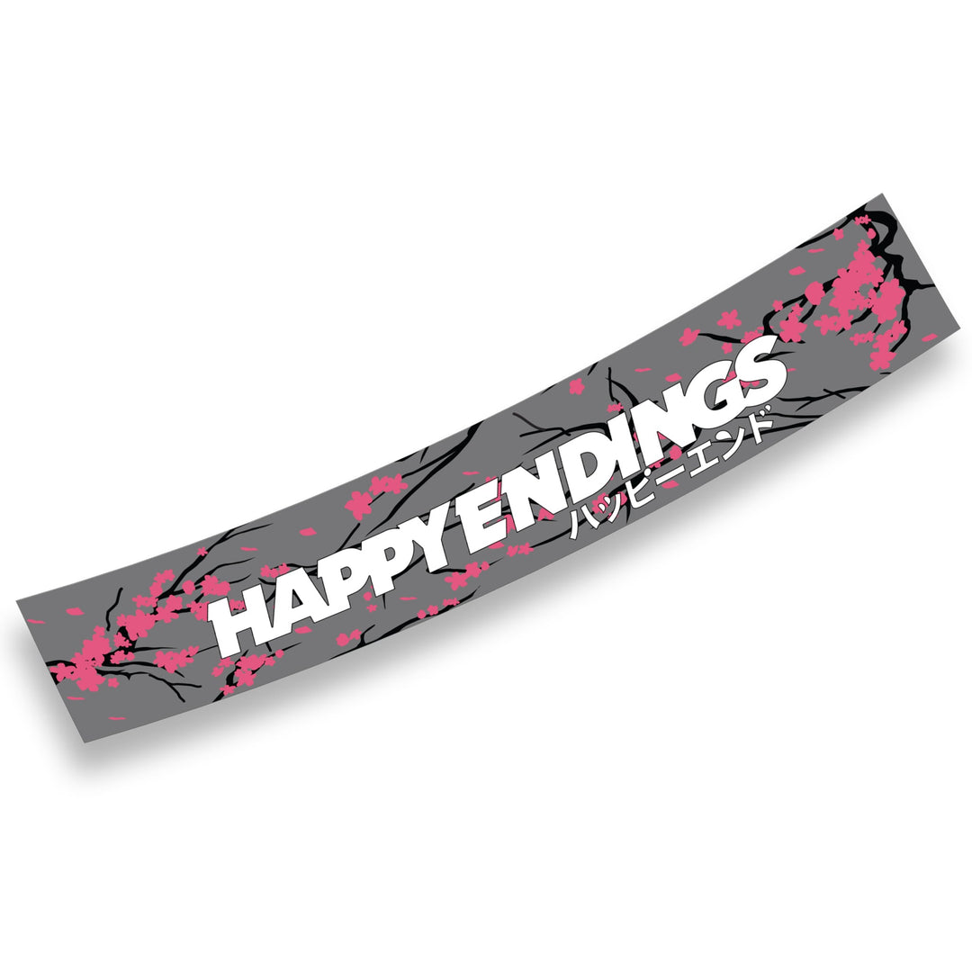 Windshield Banner - Cherry Blossoms Grey 60" (Air Release) - Happy Endings - ...