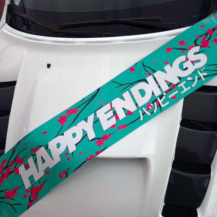 Windshield Banner - Cherry Blossoms Teal Edition 60" (Air Release) - Happy Endings - Automotive & Lifestyle Brand