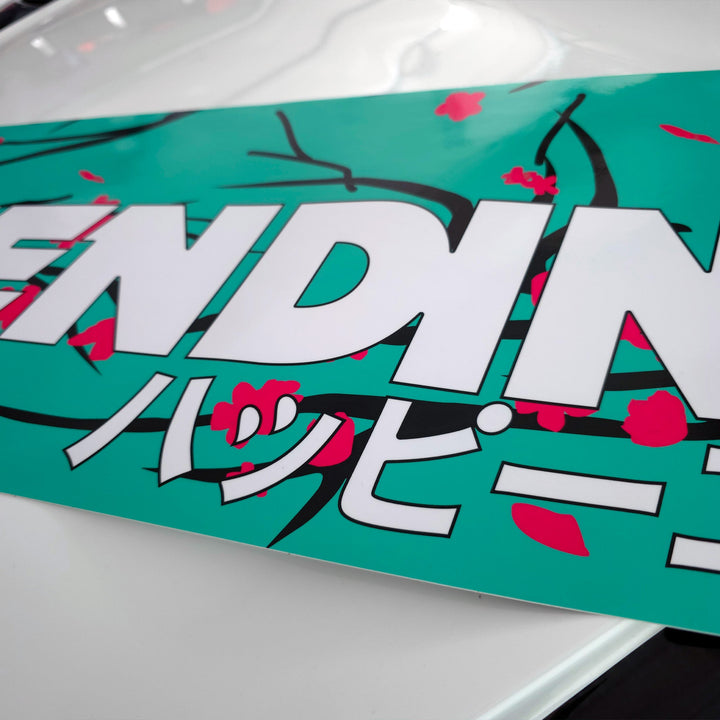 Windshield Banner - Cherry Blossoms Teal Edition 60" (Air Release) - Happy Endings - Automotive & Lifestyle Brand