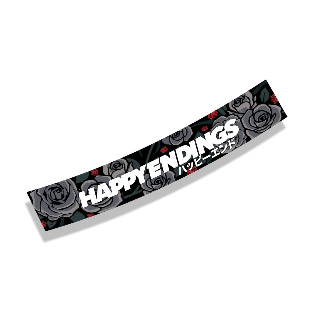 Windshield Banner - Grey Roses Edition 60" (Air Release) - Happy Endings - Automotive & Lifestyle Brand