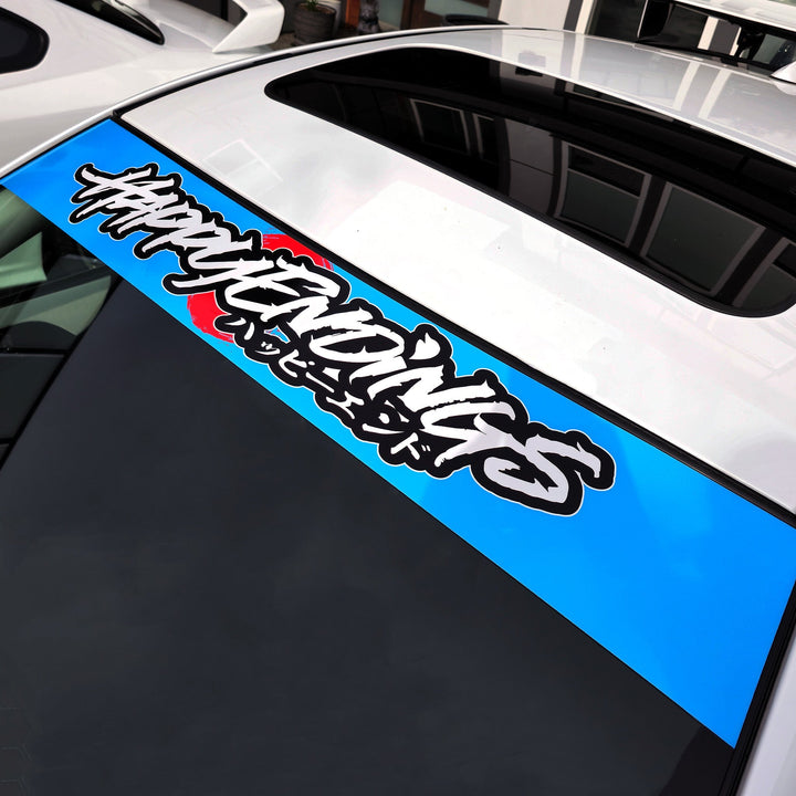 Windshield Banner - Happy Rising Sun 60" (Air Release) - Happy Endings - Automotive & Lifestyle Brand