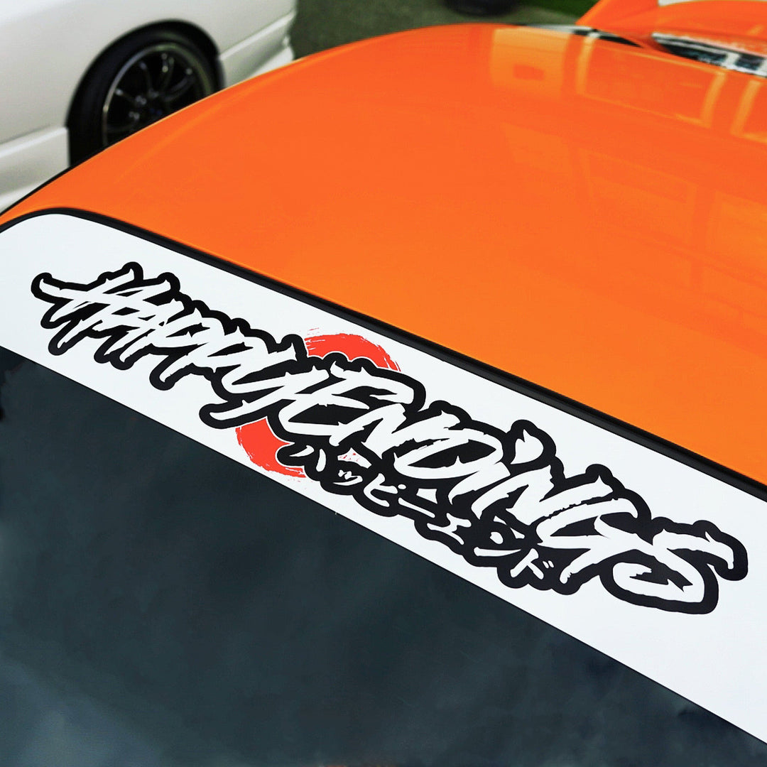 Windshield Banner - Happy Rising Sun 60" (Air Release) - Happy Endings - Automotive & Lifestyle Brand