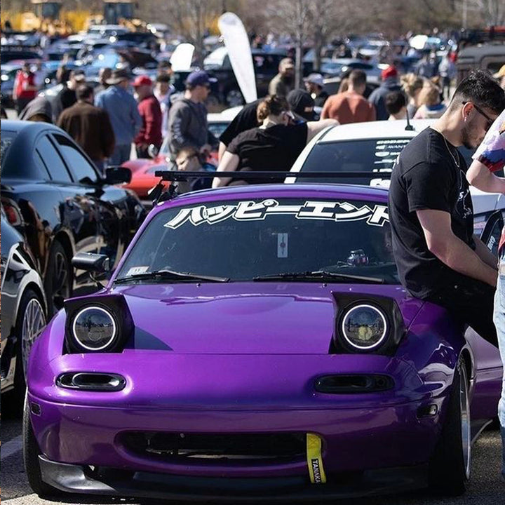 Windshield Banner - Japanese Graffiti 40" - Happy Endings - Automotive & Lifestyle Brand