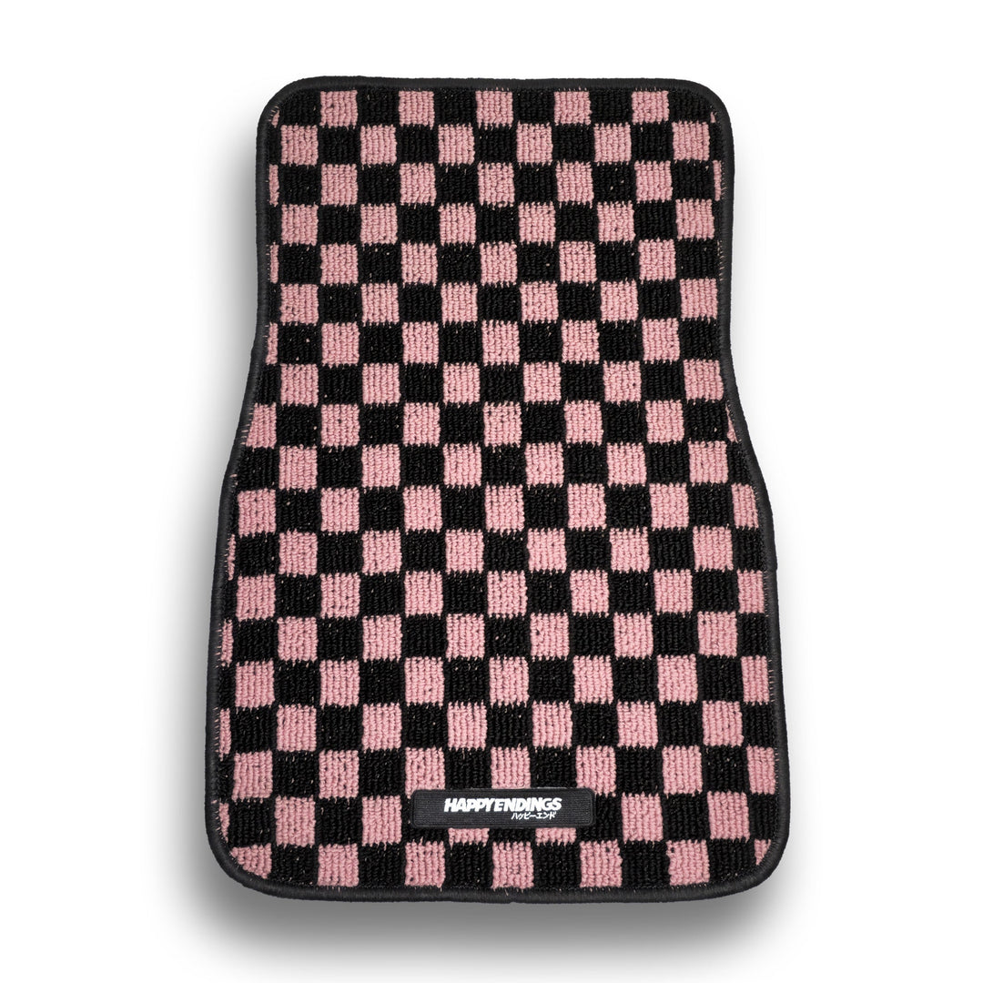 Floor Mats - Checkerboard (Baby Pink) - Happy Endings - Automotive & Lifestyle Brand