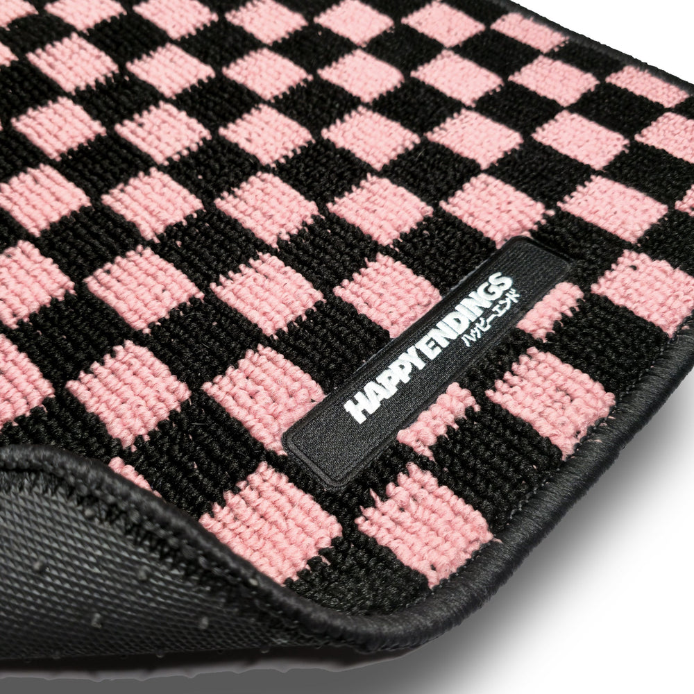 Floor Mats - Checkerboard (Baby Pink) - Happy Endings - Automotive & Lifestyle Brand