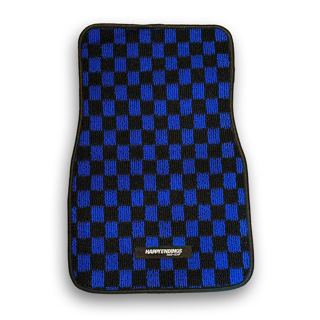 Floor Mats - Checkerboard (Blue) - Happy Endings - Automotive & Lifestyle Brand