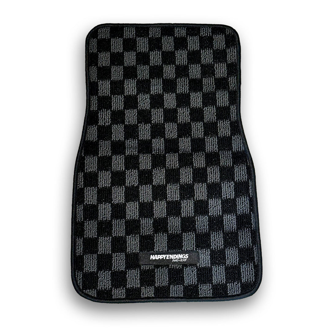 Floor Mats - Checkerboard (Grey) - Happy Endings - Automotive & Lifestyle Brand