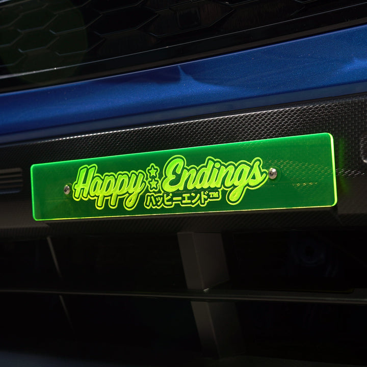 Front License Plate Delete - Transparent Neon Green - Happy Endings - Automotive & Lifestyle Brand