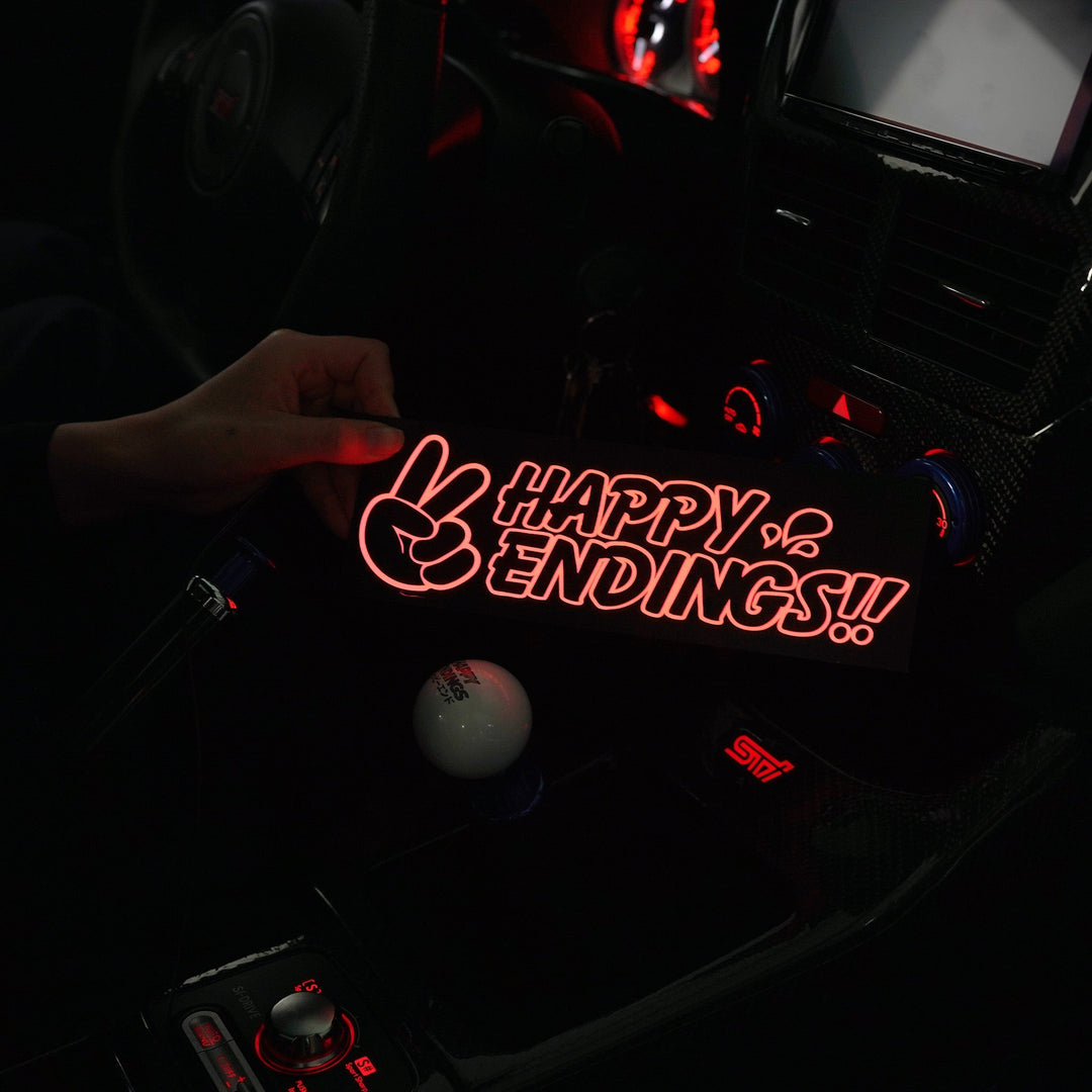 Glow Panel - Red Peace Sign - Happy Endings - Automotive & Lifestyle Brand