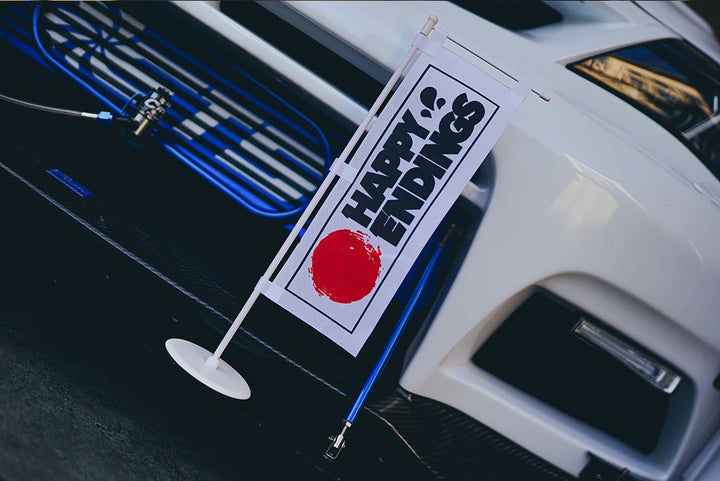 Mini Nobori Flag - Red Sun - Happy Endings - Automotive & Lifestyle Brand