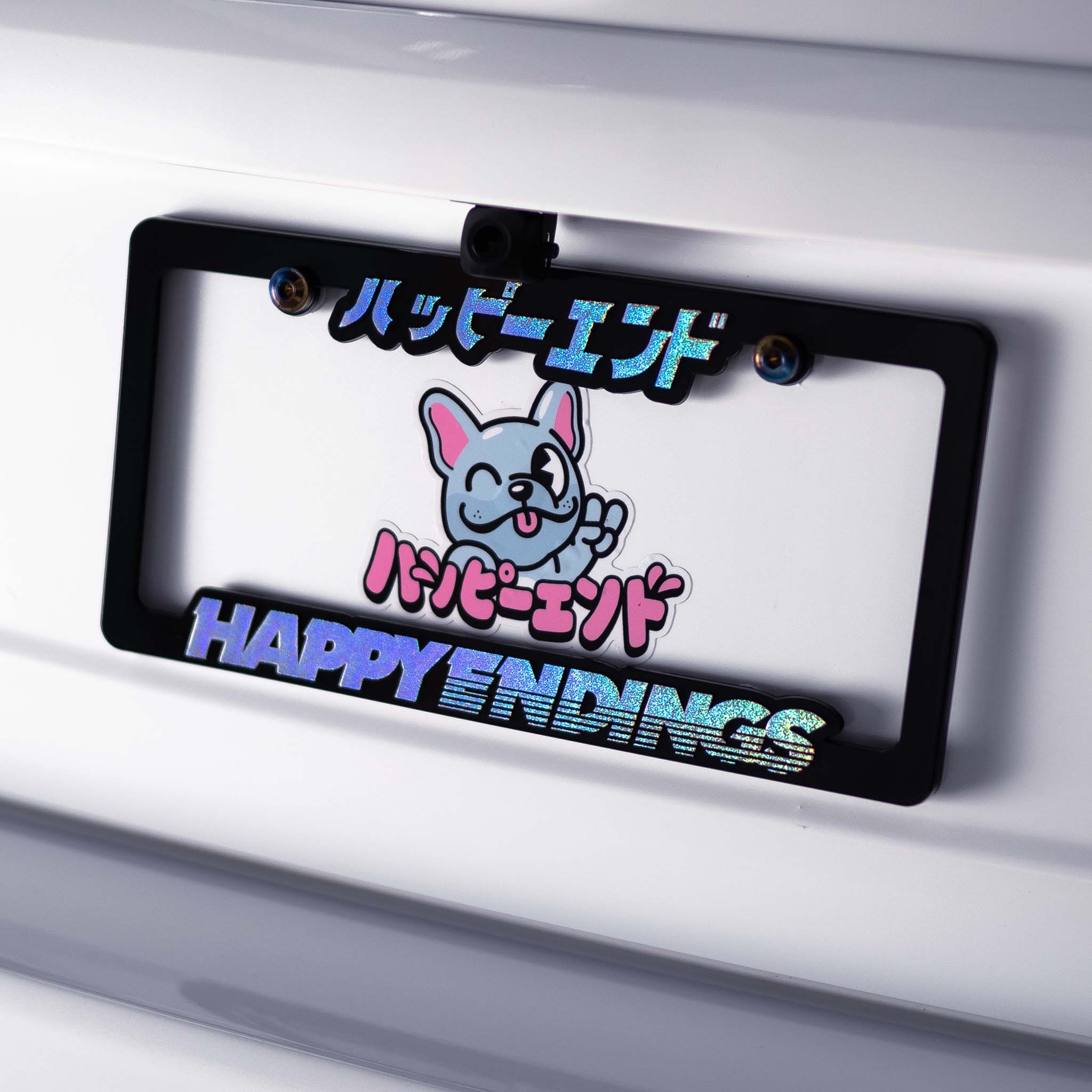 Silver Glitter License Plate Frame (Black) | Happy Endings
