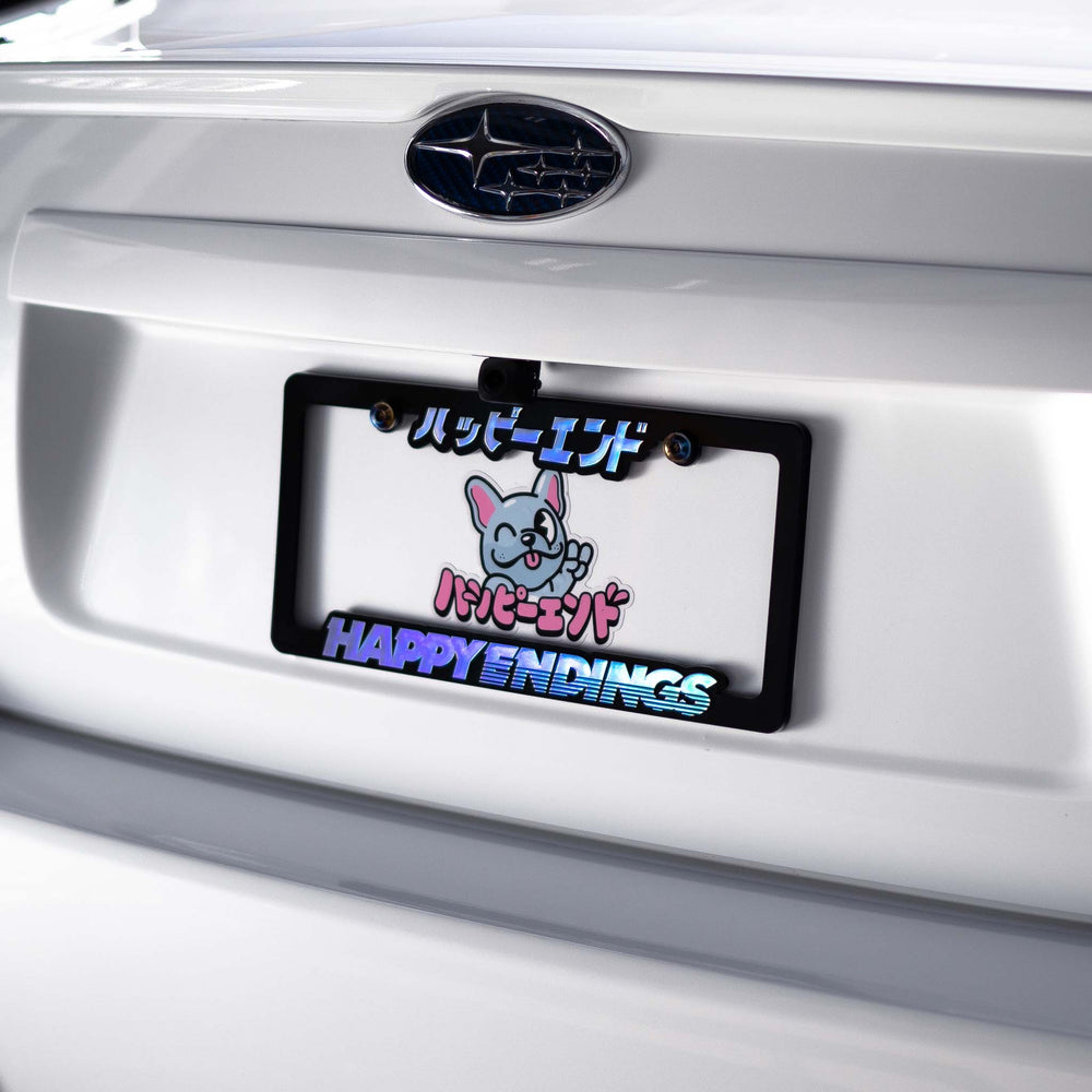 License Plate Frame - Oil Slick (Black Frame) - Happy Endings - Automotive & Lifestyle Brand