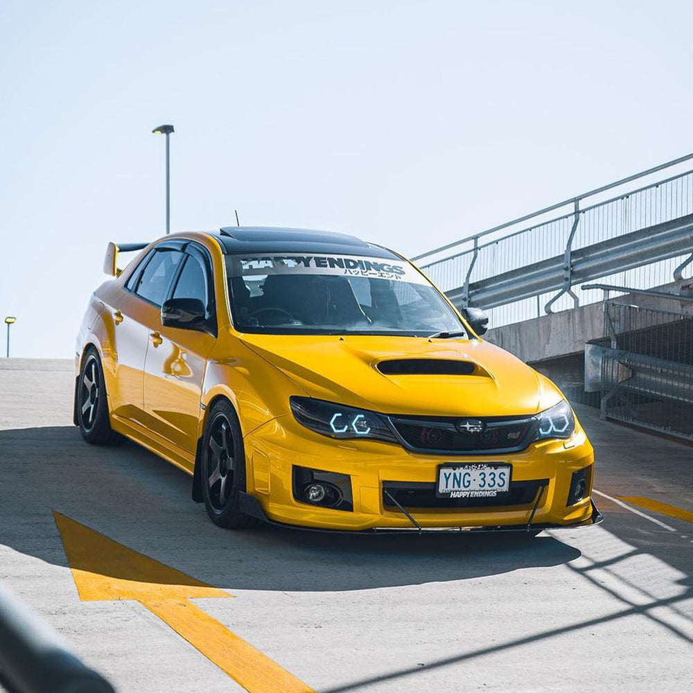 License Plate Frame - White Text (Australia Standard) - Happy Endings - Automotive & Lifestyle Brand