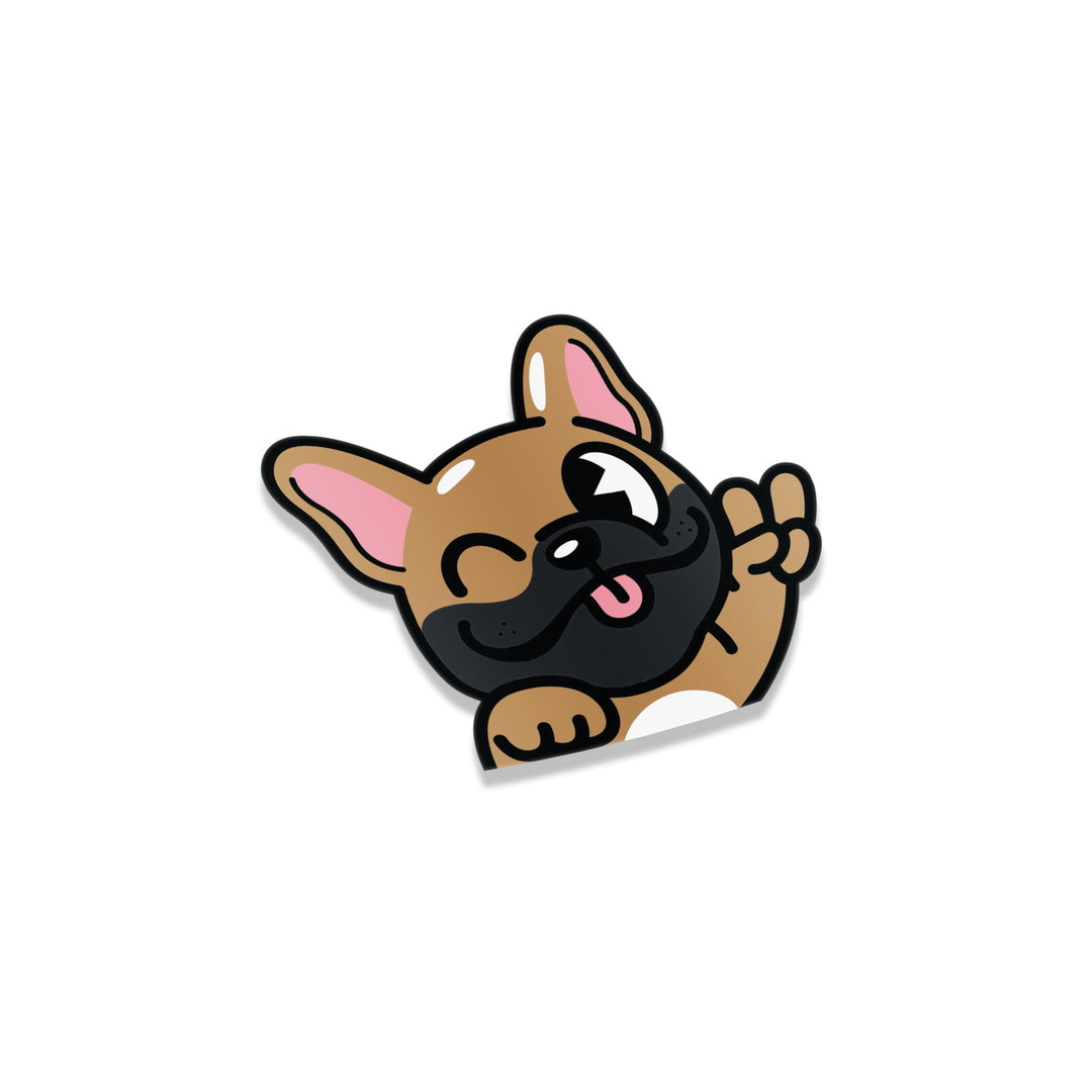 Sticker - Frenchie Peeker (Brown) - Happy Endings - Automotive & Lifestyle Brand