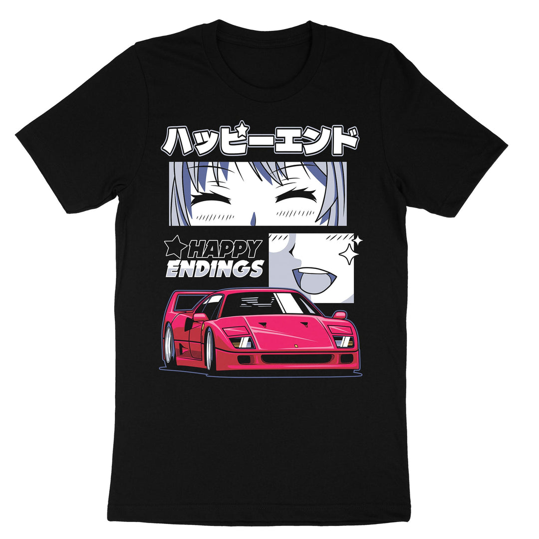 T - Shirt - F40 (Unisex) - Happy Endings - Automotive & Lifestyle Brand