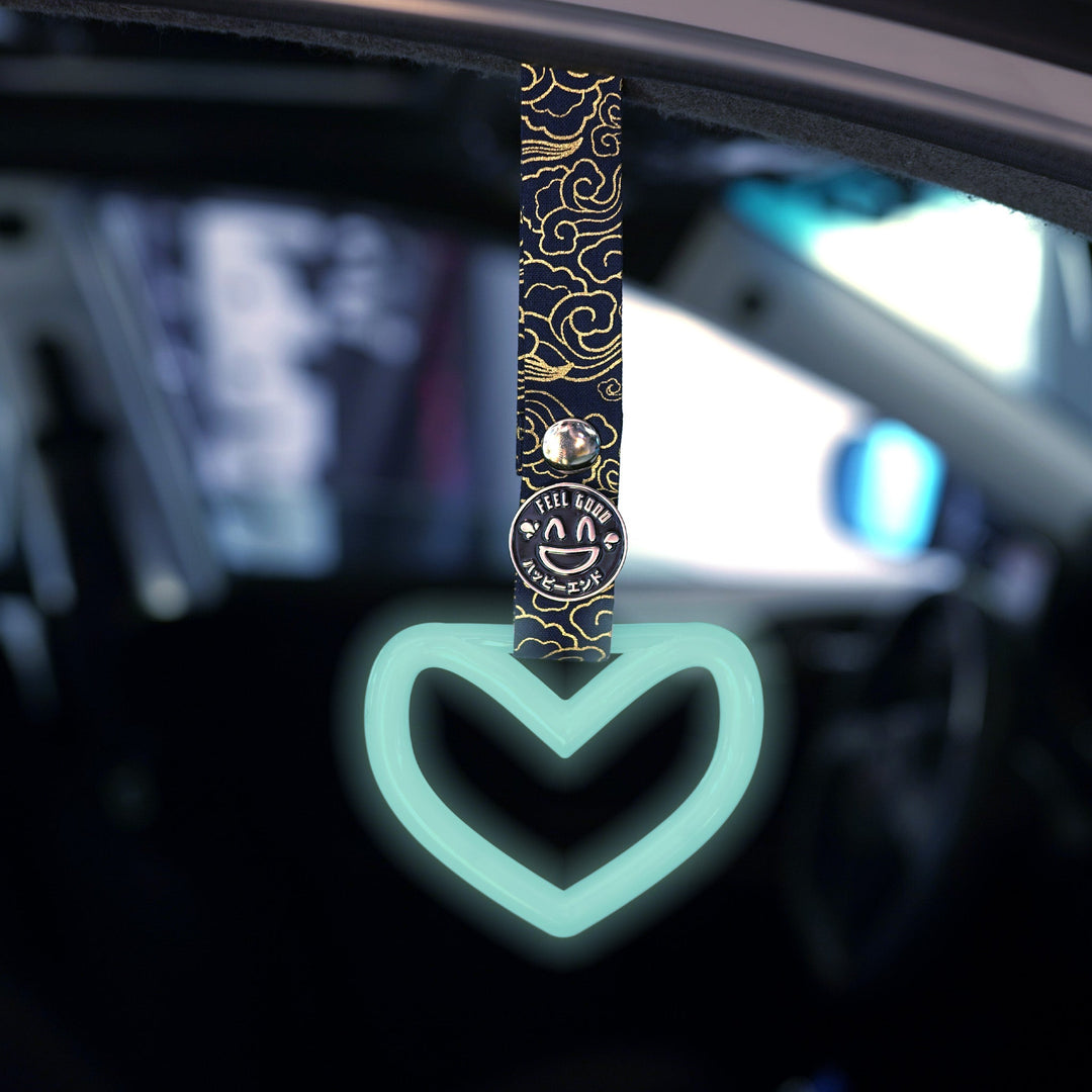 Tsurikawa - Glow in the Dark Heart (Black Clouds Strap) - Happy Endings - Automotive & Lifestyle Brand