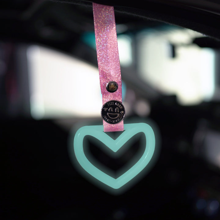 Tsurikawa - Glow in the Dark Heart (Pink Glitter Strap) - Happy Endings - Automotive & Lifestyle Brand