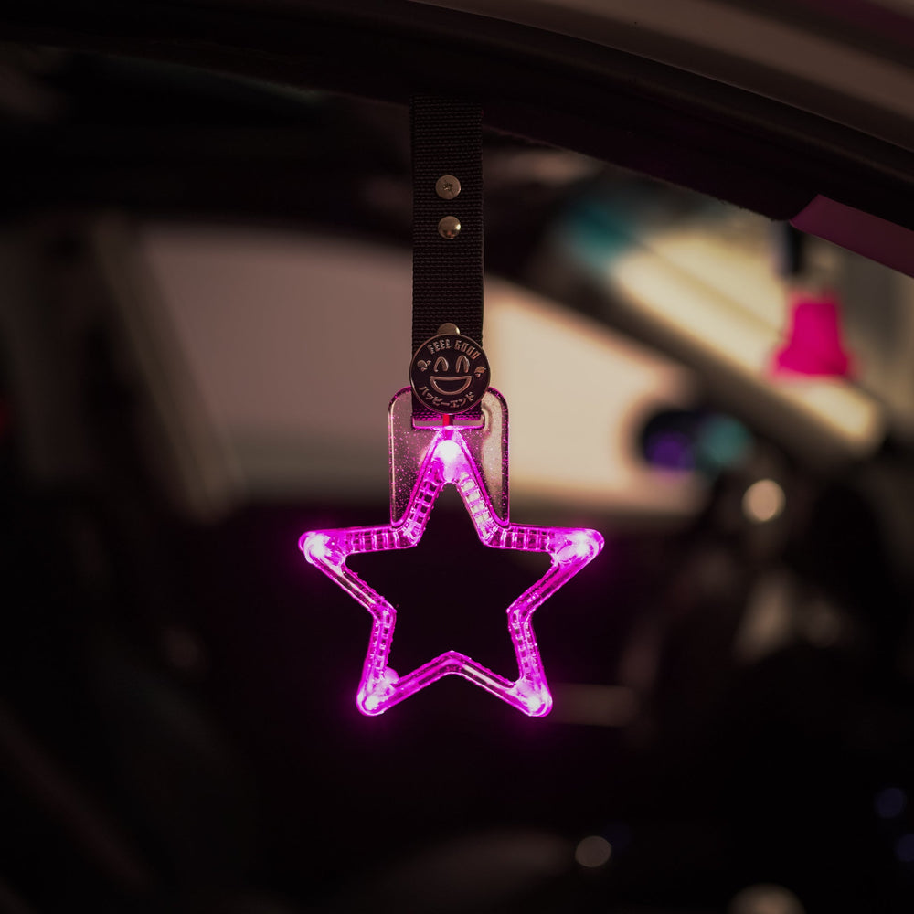 Tsurikawa - Pink LED Star (Black Strap) - Happy Endings - Automotive & Lifestyle Brand