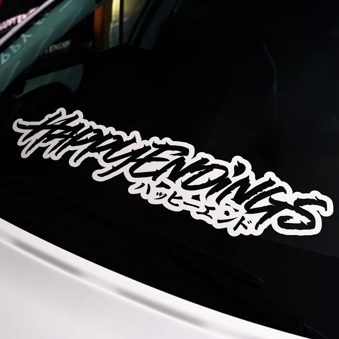 Windshield Banner - Drift Style 38" - Happy Endings - Automotive & Lifestyle Brand