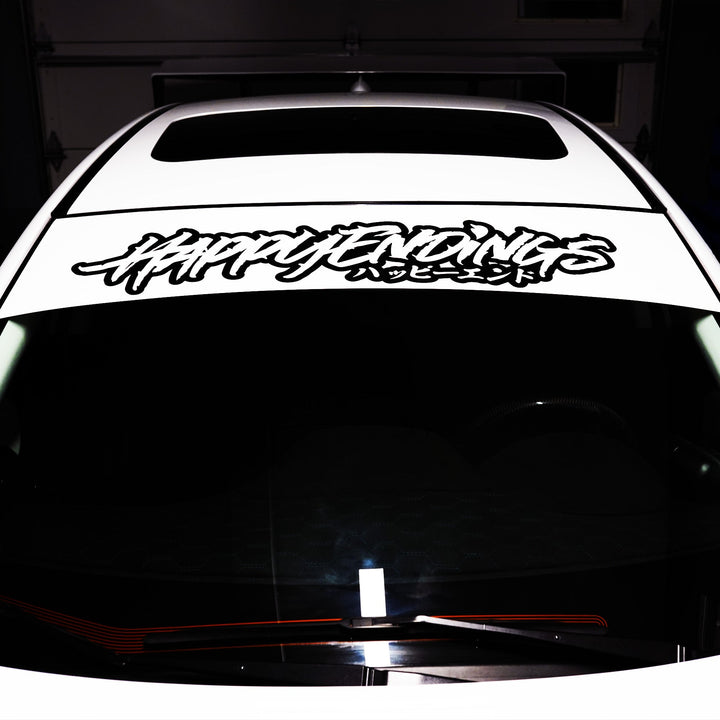 Windshield Banner - Drift Style 60" (Cut-Out Letters) - Happy Endings - Automotive & Lifestyle Brand